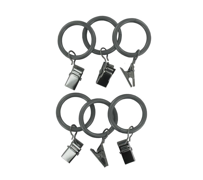 6 anneaux pince Ø 2 cm  Gris