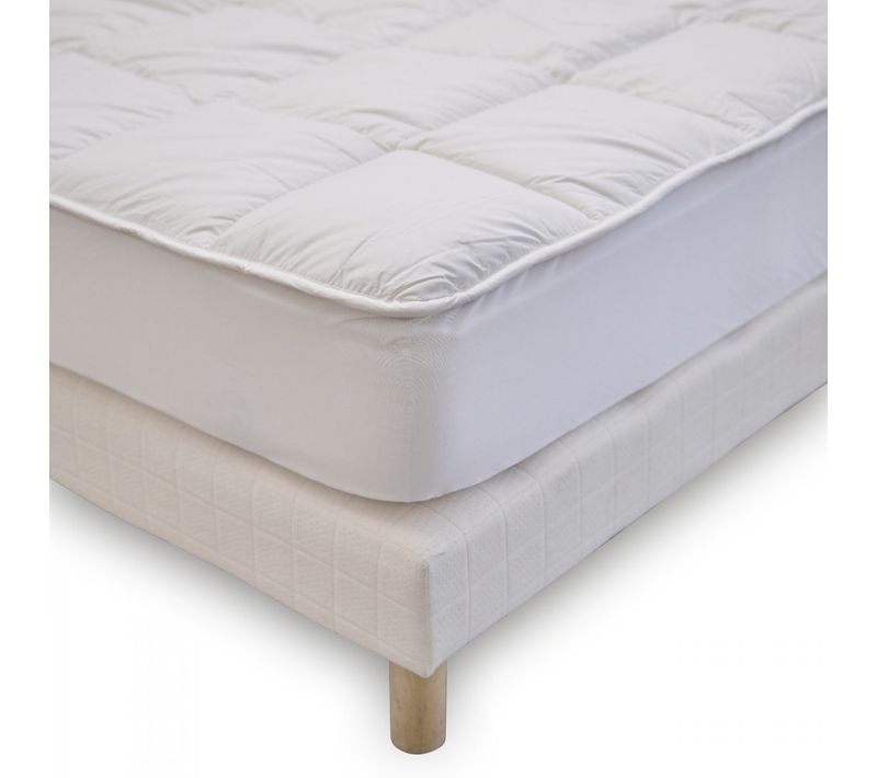 Surmatelas 160x200 Cm Sensation Duvet Confort Moelleux Enveloppe 100% Coton
