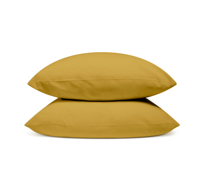 Lot De 2 Taies D'oreiller Unies 50x75cm Percale Moutarde