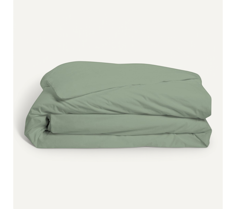 Housse De Couette Unie 140x200cm Percale Sauge