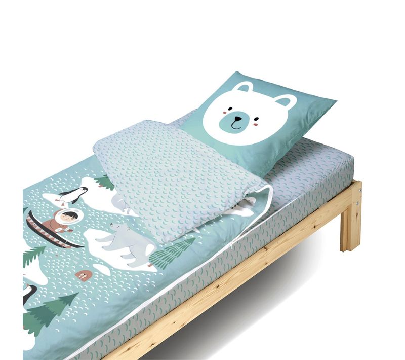Caradou® Parure De Lit Enfant 90x190cm Avec Couette Imprimé Igloo