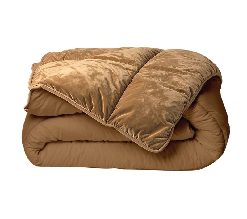 Couette Chaude Réversible Velours Uni 220x240cm Moka