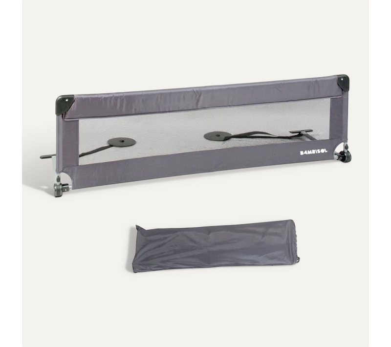 Barrière De Lit Rabattable Enfant 150 Cm - Gris Métal, Pliable