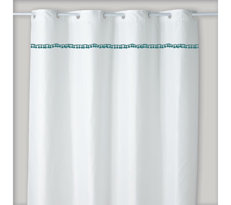Rideau De Douche Imprimé Pompons En Polyester Pompons
