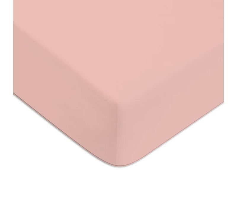 Drap Housse En Coton 57 Fils Uni Bonnet 25cm Rose 180x200cm