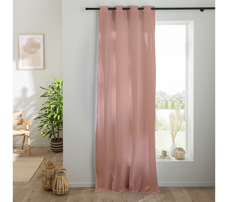 Rideau Uni En Gaze De Coton Oeillets à L'unité 140x260cm Rose