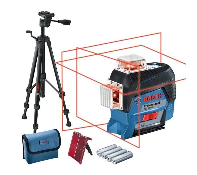 Laser Ligne Gll 3-80 C - Projette 3 Lignes Sur 360° + Trépied Bt 150 (version Piles) - 0601063r01