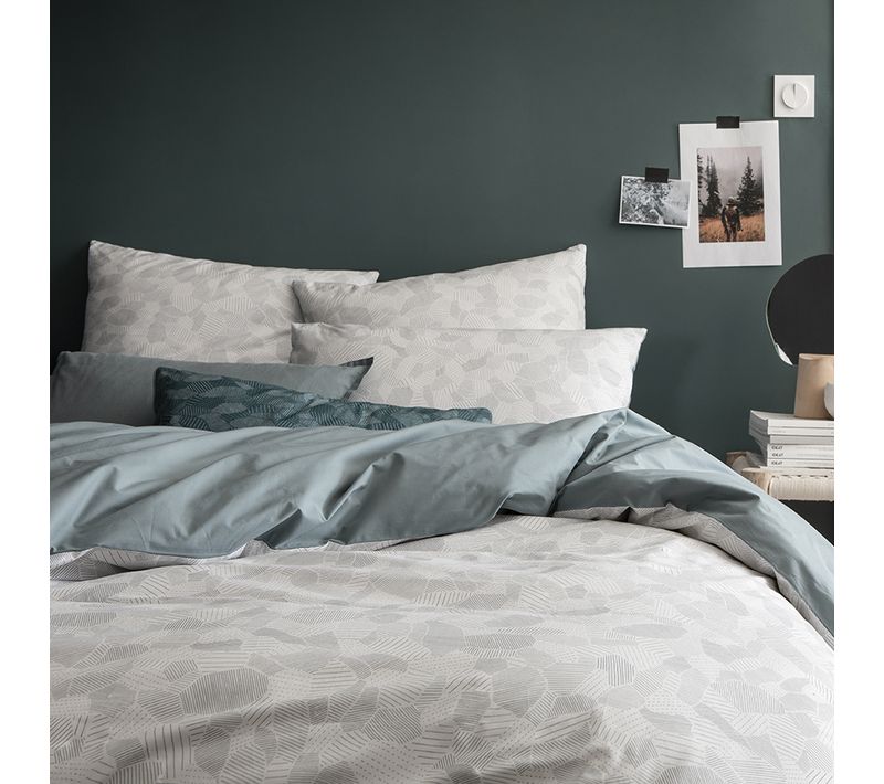 Parure De Lit Bicolore En Coton Gris 240x220