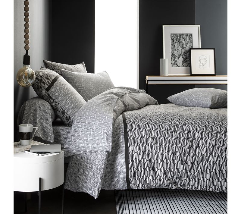 Housse De Couette Imprimée En Bambou Blanc Et Noir 240x220