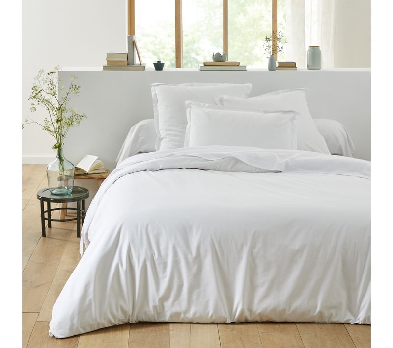 Housse De Couette Unie En Coton Blanc 200x200