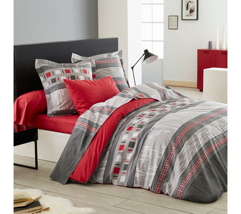 Parure De Lit Imprimée En Lyocell Gris 200x200