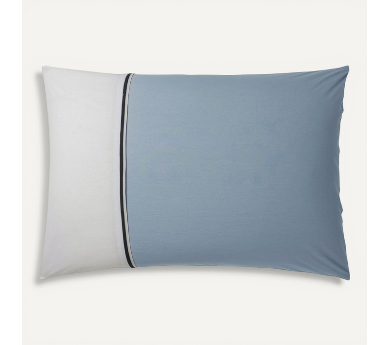 Taie D'oreiller En Coton Turquoise Et Blanc 50 X 70