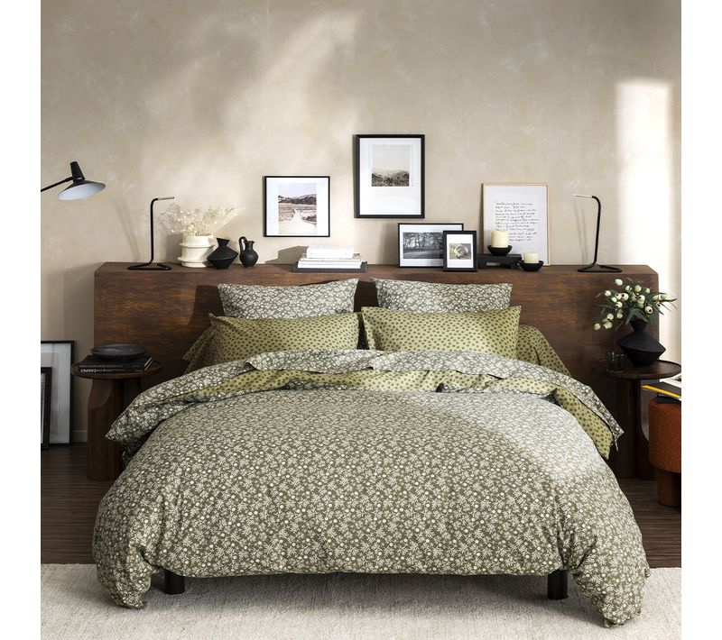 Parure De Lit En Lyocell Kaki 240x220cm