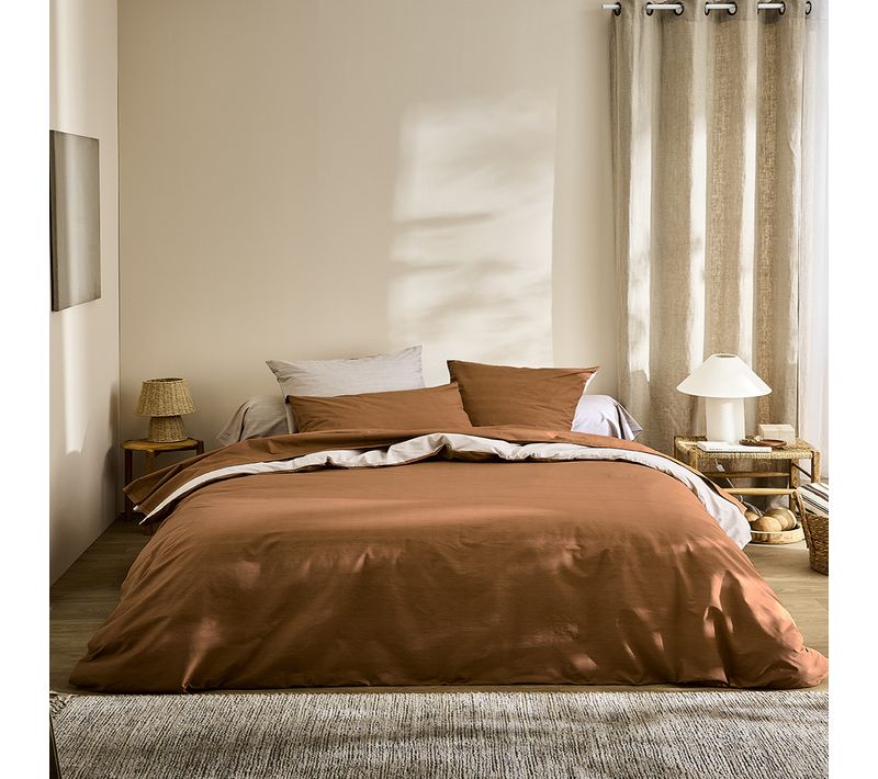 Housse De Couette En Viscose De Bambou Marron 240 X 220 Cm