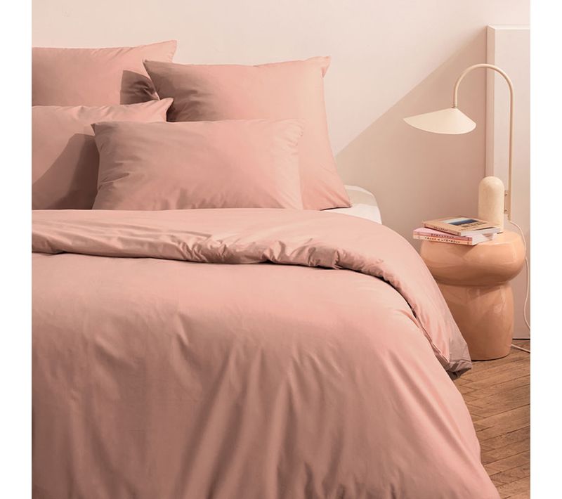 Parure De Lit En Percale De Coton Bio Rose Poudre 240x220
