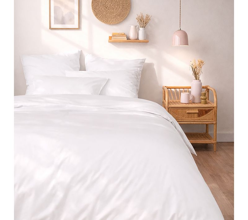 Parure De Lit En Percale De Coton Bio Blanc 260x240