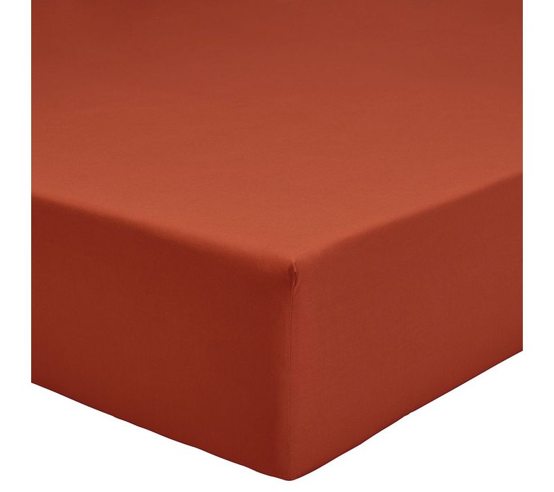 Drap Housse En Percale De Coton Bio Rouille 160x200
