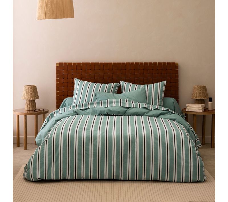 Housse De Couette En Coton Et Viscose De Bambou Bleu Gris 200x200