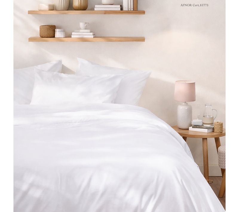 Parure De Lit En Coton Bio Blanc 260x240