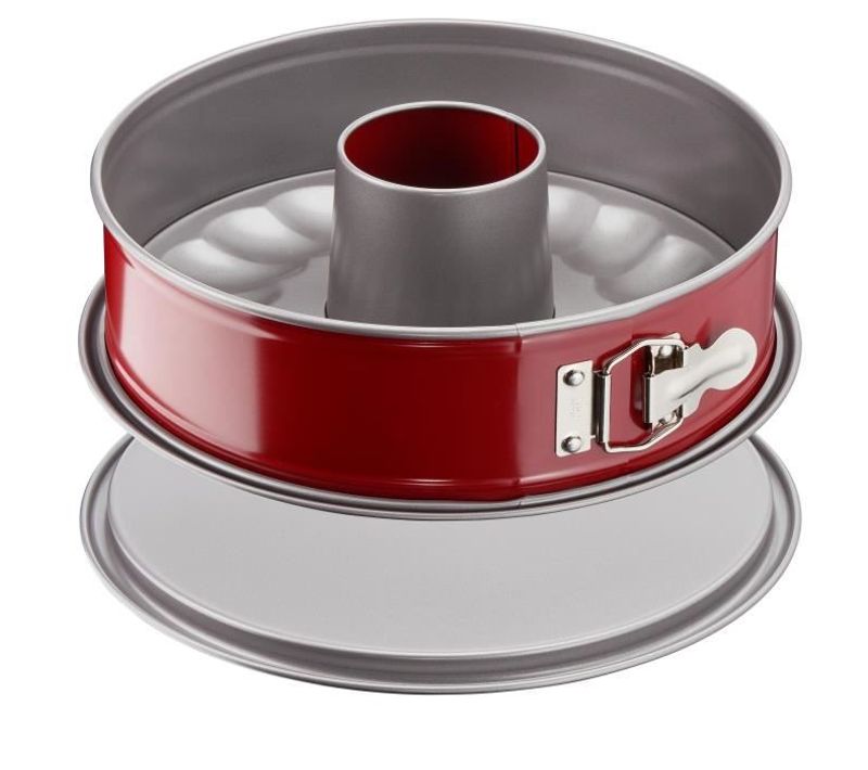 Moule A Savarin Delibake En Acier - Ø 27 Cm - Rouge Et Gris - Avec Charniere