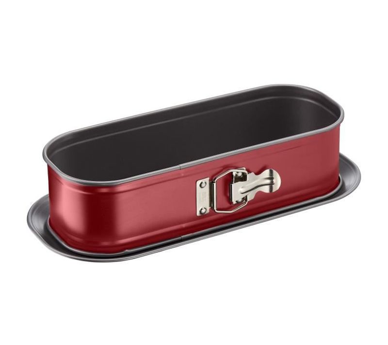 Moule A Cake Delibake En Acier - Ø 30 X 11 Cm - Rouge Et Gris - Avec Charniere