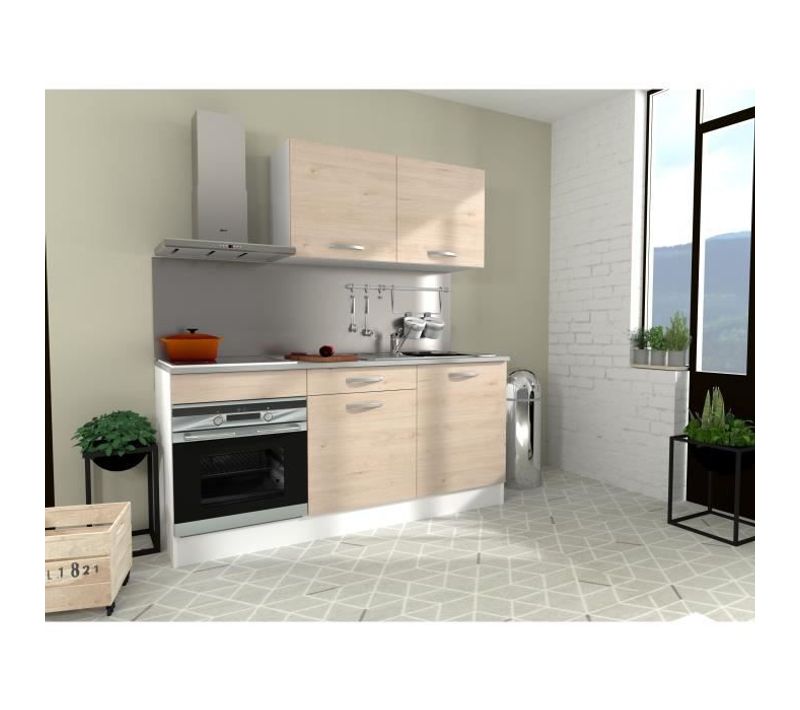 Cuisine Complète - L 180 Cm - Chêne - Plan De Travail Inclus - Oslo