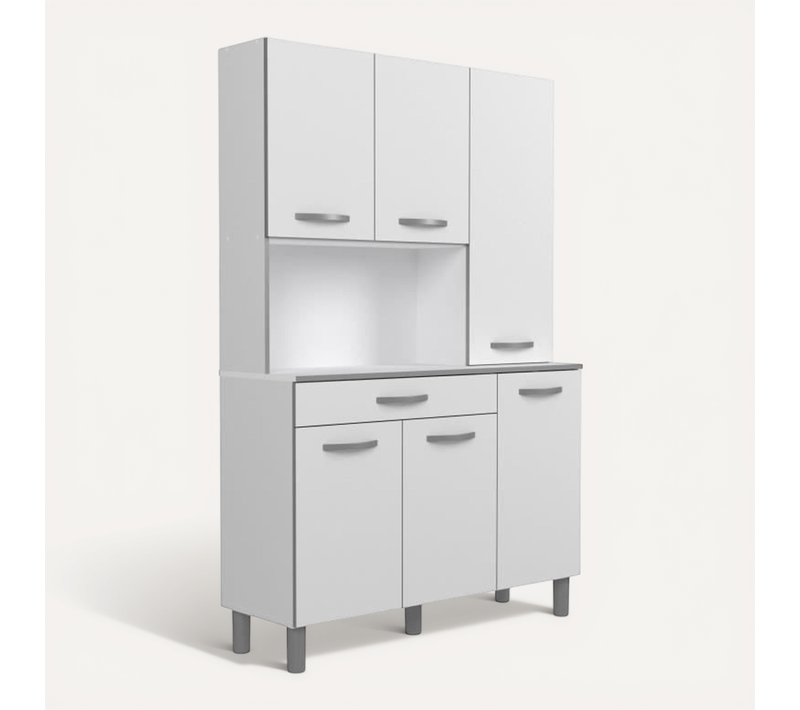 Oslo Buffet De 120 Cm - 1 Tiroir Et 6 Portes - L 120 X P 40 X H 185 Cm - Coloris Blanc