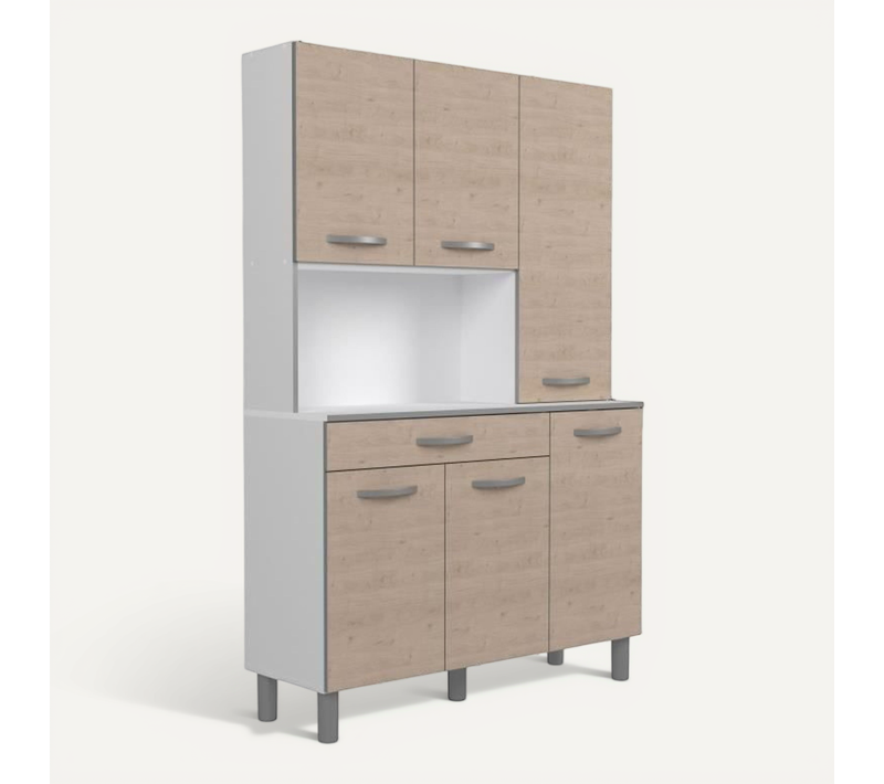 Oslo Buffet De 120 Cm - 1 Tiroir Et 6 Portes - L 120 X P 40 X H 185 Cm - Coloris Chêne
