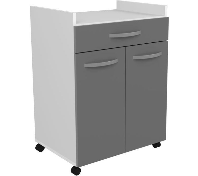 Oslo Desserte De 60 Cm - 1 Tiroir Et 2 Portes - L 60 X P 44 X H 81 Cm - Gris Brillant - Ekipa