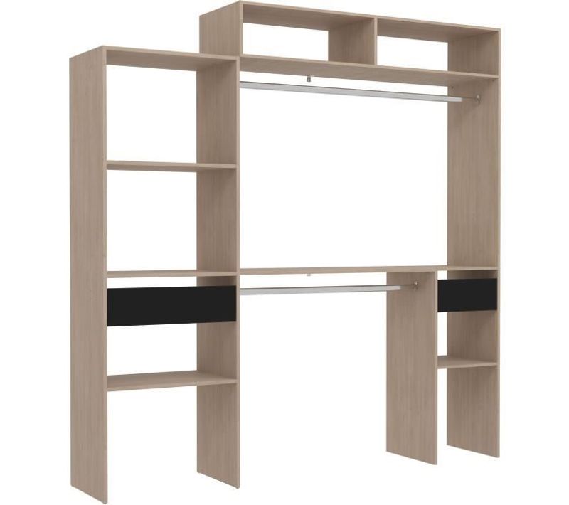 Kit Dressing Extensible Artic Ekipa - 2 Penderies + 2 Tiroirs + Surmeuble- L198 X P40 X H202 Cm