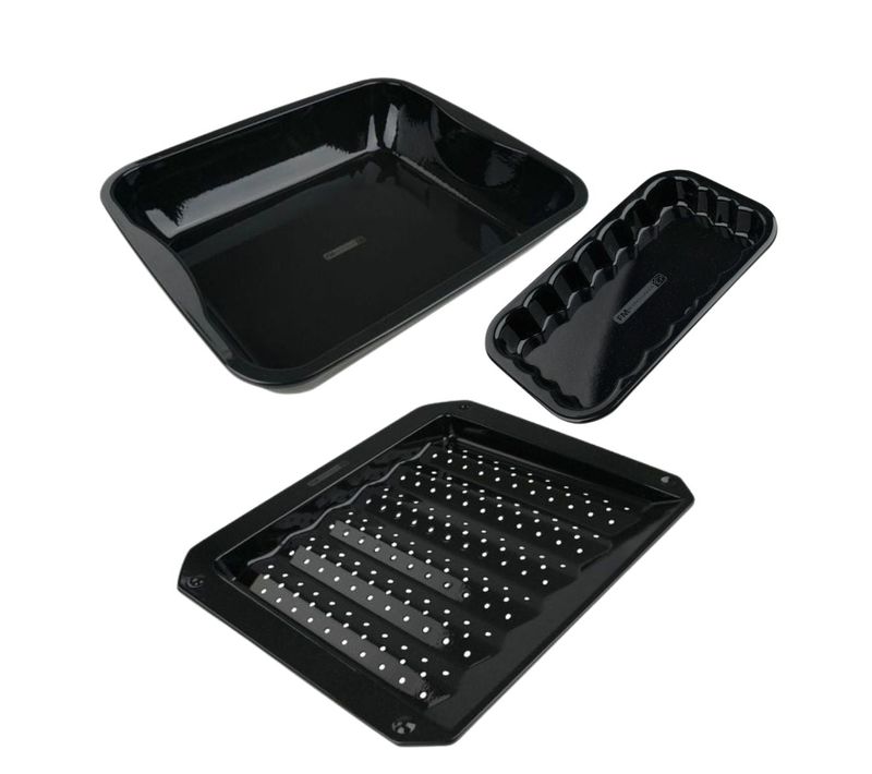 Lot De 3 Plats De Cuisson En Acier émaillé 40 X 34 Cm, 21 X 12 Cm, 28 X 33 Cm