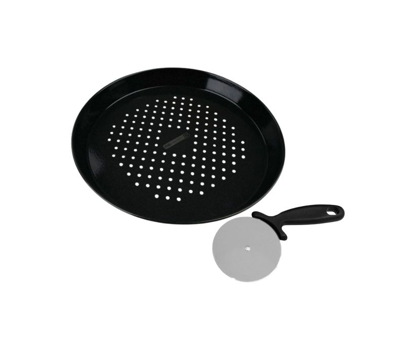 Ensemble Plaque à Pizza Perforée 32 Cm Et Roulette Fm Professionnal