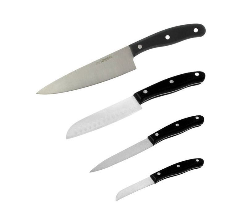 Set 4 Pièces Couteaux De Cuisine – Lames Inox 20/22/26/31 Cm, Manches Pom