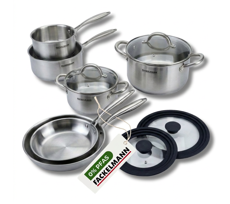 Batterie De Cuisine Avec 3 Casseroles 14/18 Cm Et 2 Faitouts 20/24 Cm Avec 2 Ustensiles De Cuisine …