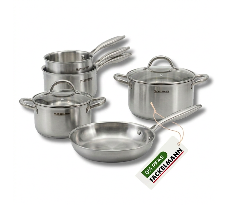 Batterie De Cuisine Avec 1 Poêle De Cuisson 20 Cm 3 Casseroles 14/16/18 Cm Et 2 Faitouts 20/24 Cm S…