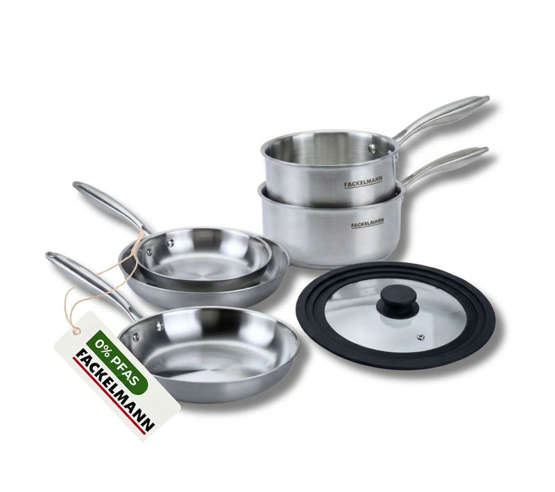 Batterie De Cuisine Avec 3 Poêles 20/24/28 Cm Et 3 Casseroles 14/16/18 Cm Et 1 Couvercle De Cuisson…
