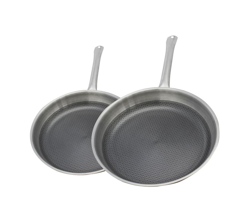 Lot De 2 Poêles Elo Relief Solution 24 Cm Et 28 Cm En Inox Sans Pfas