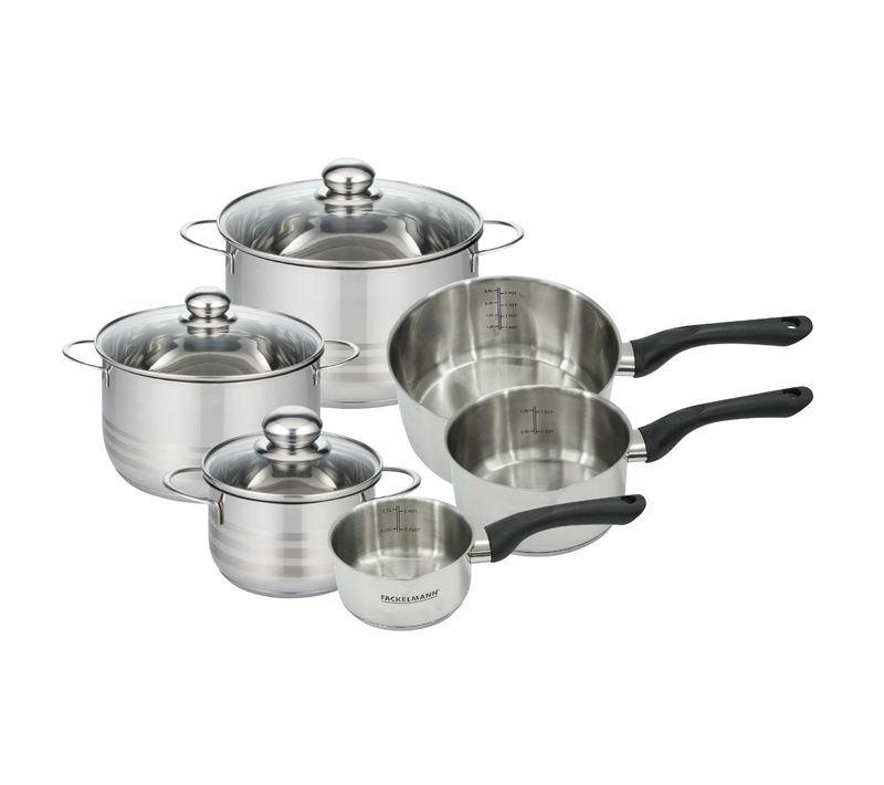 Set De 3 Casseroles 12 16 20 Cm En Inox Et 3 Faitouts Inox 16, 20 Et 24 Cm