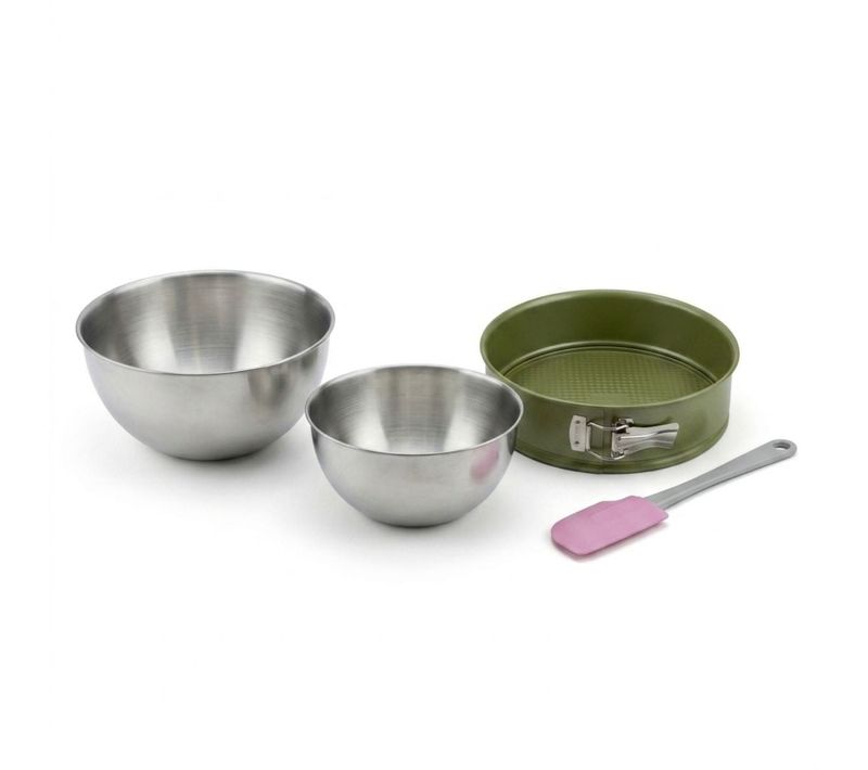 Set Pâtisserie Avec Moule à Manqué à Charnière 26 Cm, 2 Bols à Mixer Et Spatule