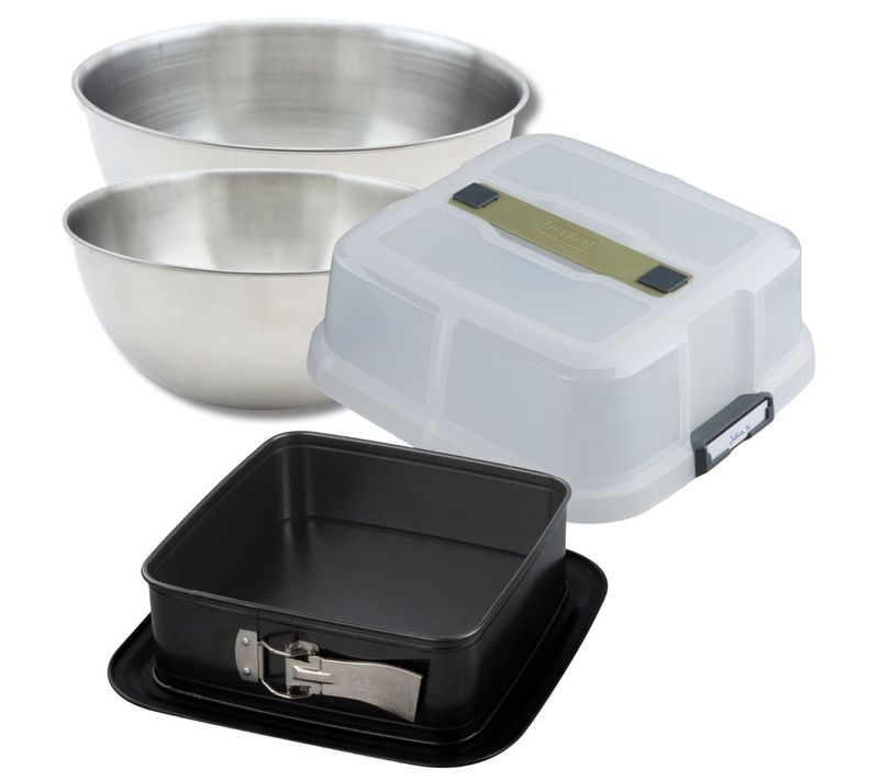 Set Pâtisserie Moule à Charnière Carré 23 Cm Avec Couvercle, 2 Bols à Mixer Et 1 Spatule Zenker