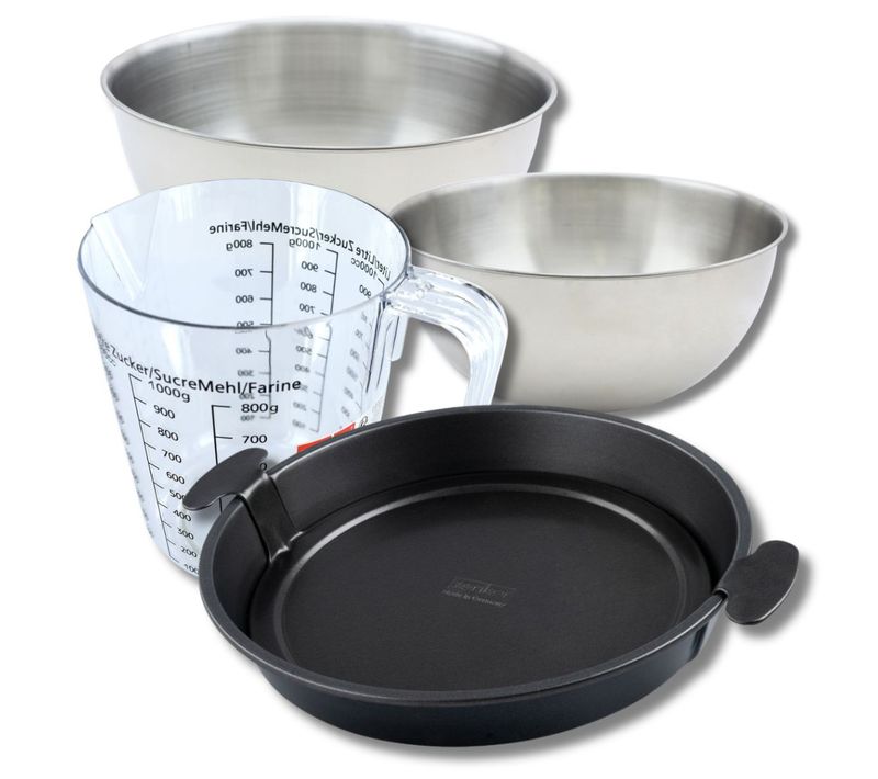 Set Pâtisserie Avec Moule à Quiche Lorraine 28 Cm, 2 Bols à Mixer, Verre Mesureur Et Spatule Zenker