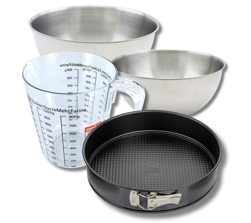 Set Pâtisserie Avec Moule à Manqué 24 Cm, 2 Bols à Mixer, Verre Mesureur Et Spatule Zenker
