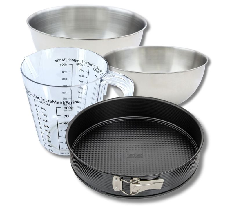 Set Pâtisserie Avec Moule à Manqué De 28 Cm, 2 Bols à Mixer, Verre Mesureur Et Spatule Zenker