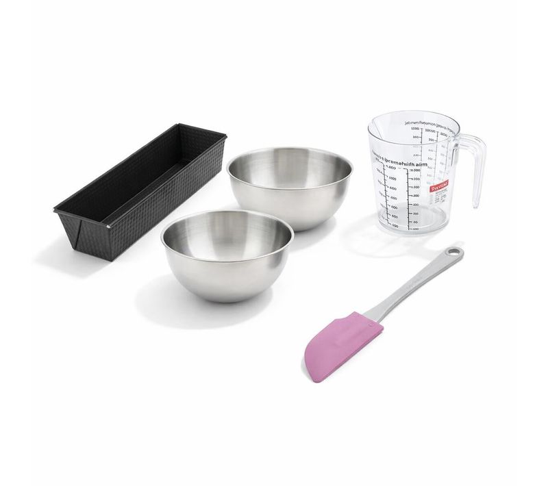 Set De 5 Ustensiles De Pâtisserie Moule à Gâteaux Bols Spatule Et Verre Doseur Black Metallic Black…