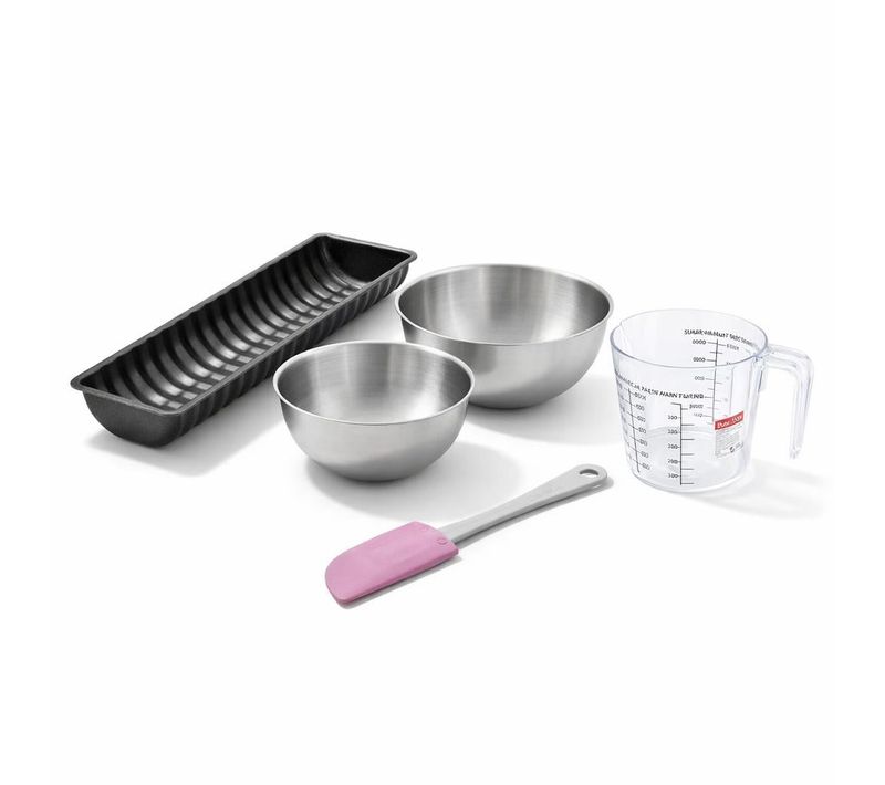 Set De 5 Ustensiles De Pâtisserie Moule à Gâteaux Bol Spatule Pâtisserie Et Verre Doseur Black Meta…