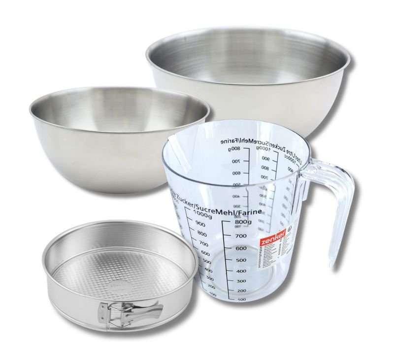 Set Pâtisserie Avec Moule à Manqué 18,5 Cm, 2 Bols à Mixer, Verre Mesureur Et Spatule Zenker