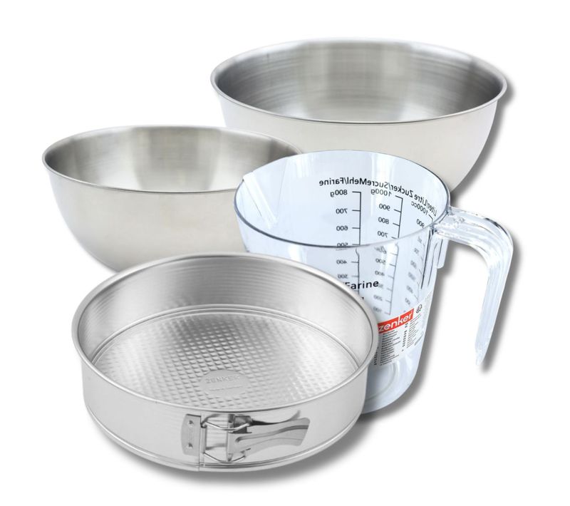 Set Pâtisserie Avec Moule à Manqué 26,3 Cm, 2 Bols à Mixer, Verre Mesureur Et Spatule Zenker