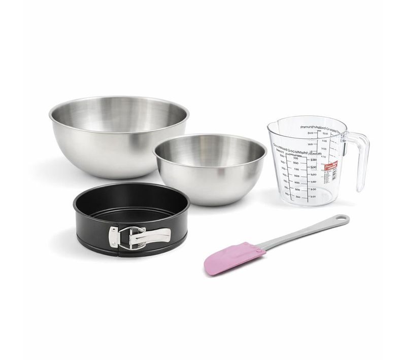 Set Pâtisserie Avec Mini Moule à Manqué 18 Cm, 2 Bols à Mixer, Verre Mesureur Et Spatule