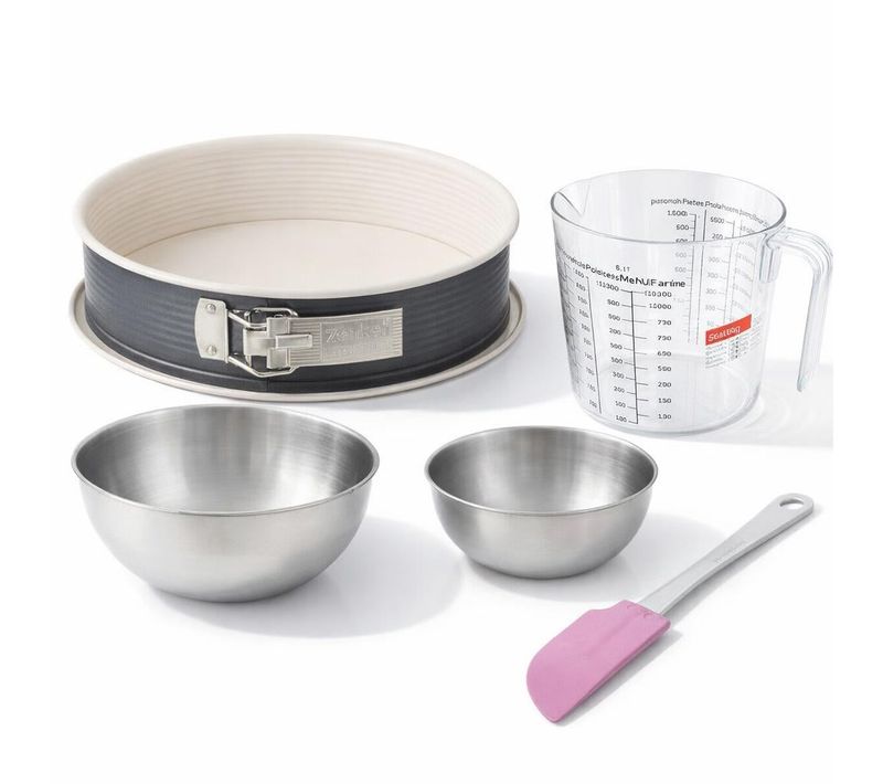 Set Pâtisserie Avec Moule à Manqué 27 Cm, 2 Bols à Mixer, Verre Mesureur Et Spatule