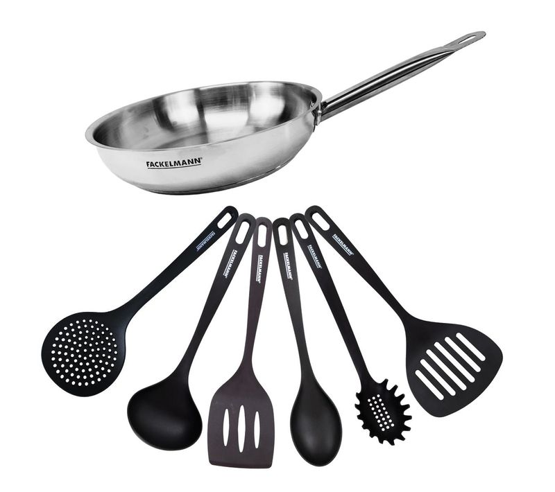 Set De 1 Poêle 28 Cm En Inox Et 6 Ustensiles Eterna